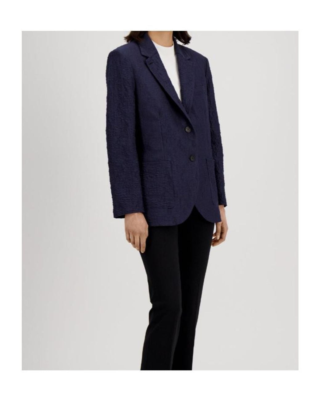 Harris Wharf London Blue Shoulder Pads Crinkle Travel Blazer