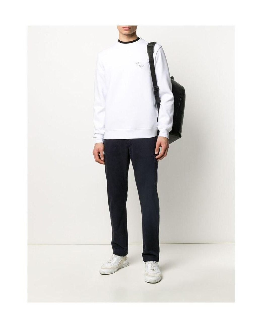 Emporio Armani White Logo Patch Sports Sweatshirt for men