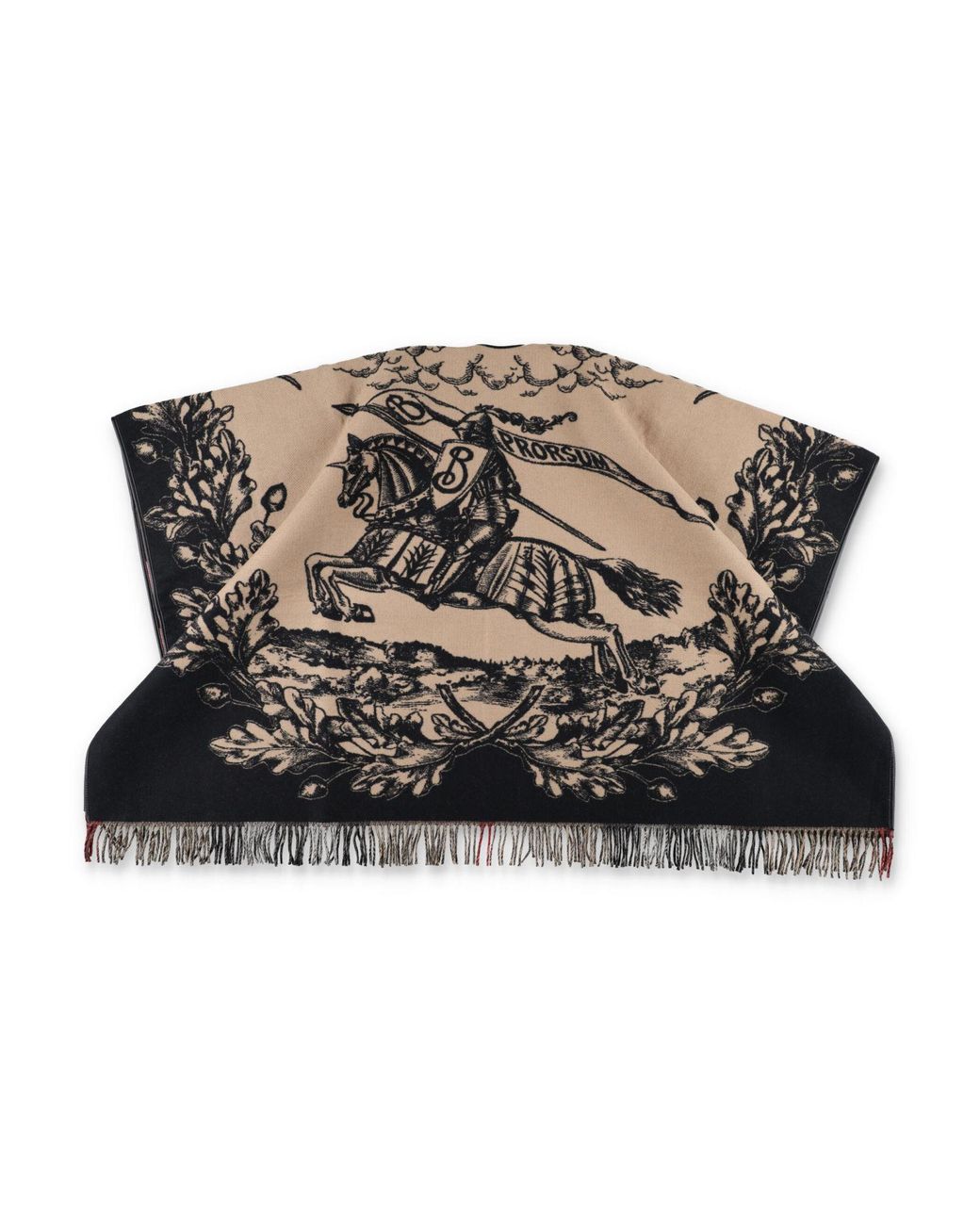 Burberry Multicolor Equestrian Knight Fringed-Edge Cape