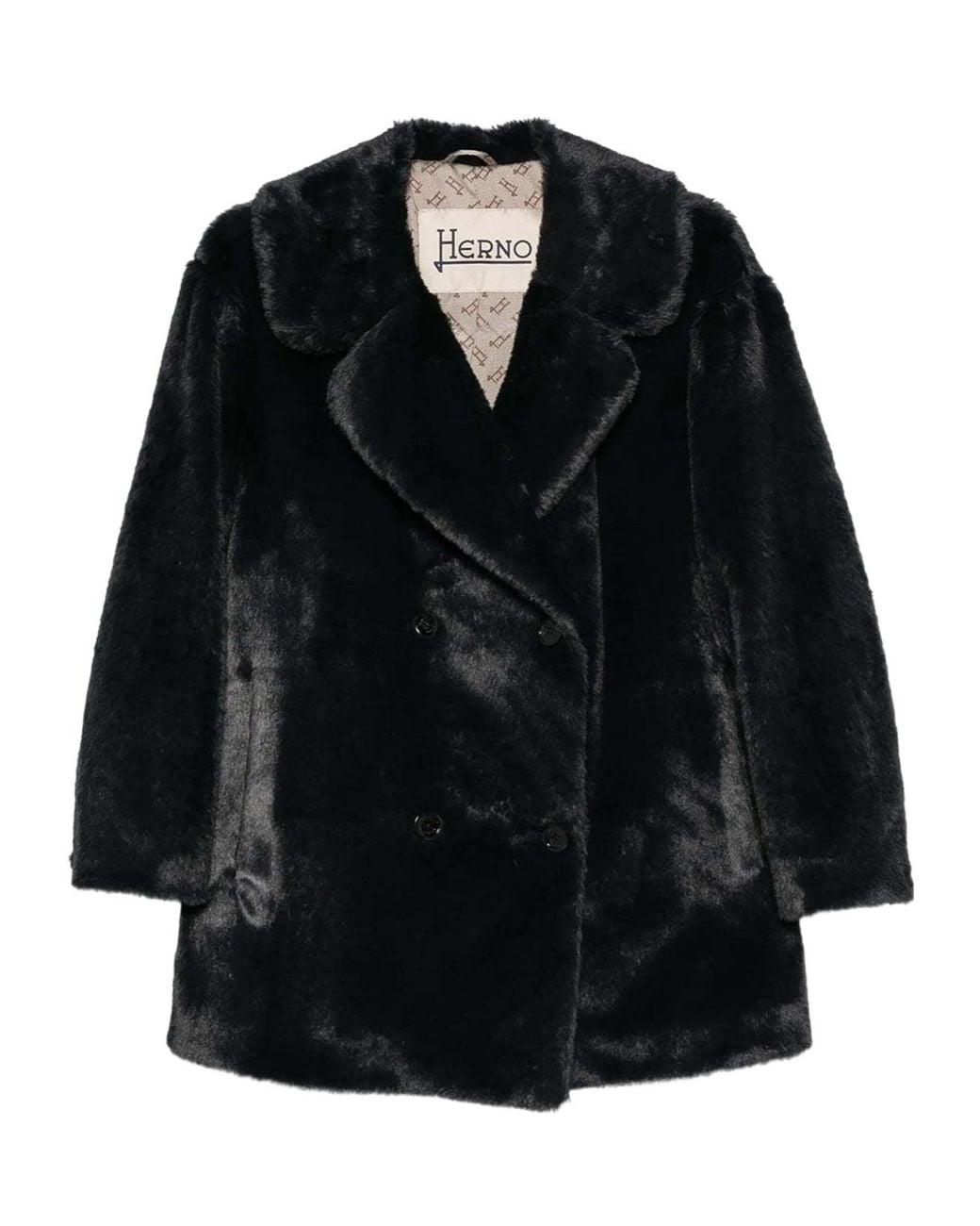 Herno Black Double-Breasted Coat