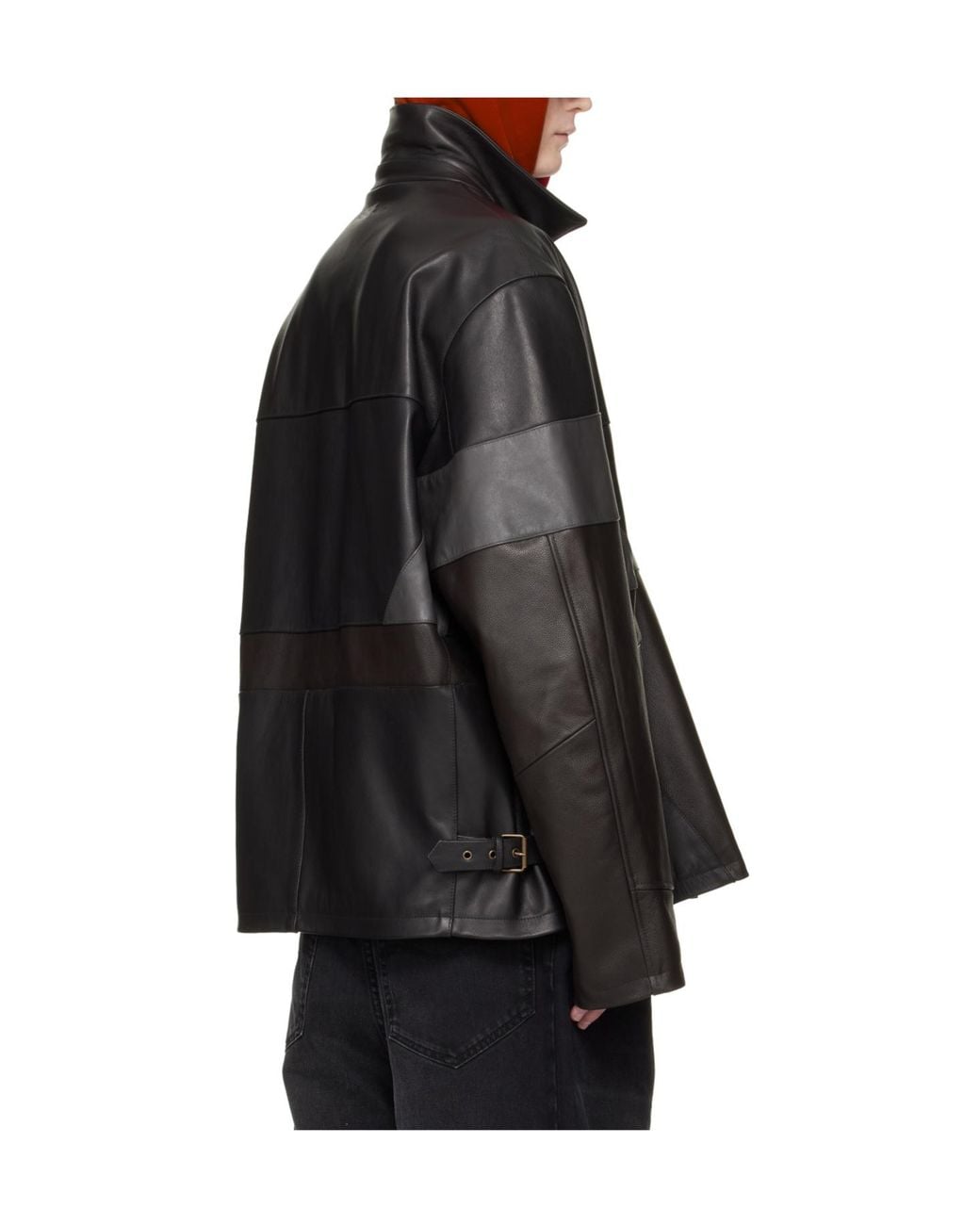 Vetements Black Patchwork Leather Jacket for men