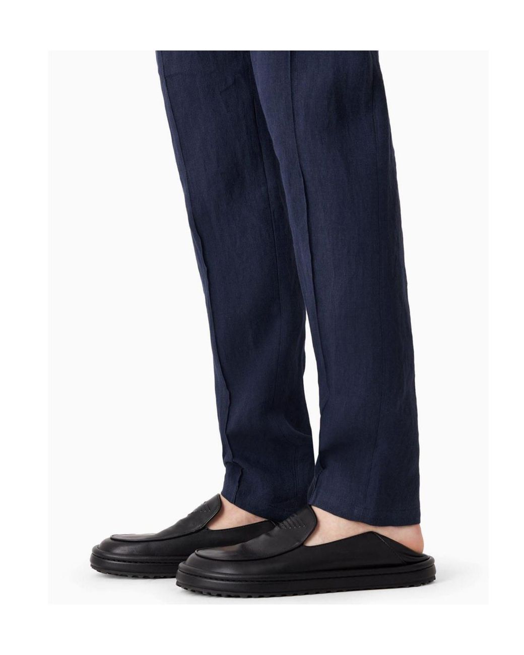 Emporio Armani Blue High-Waisted Straight-Leg Trousers for men