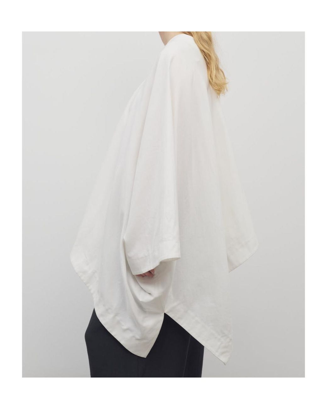 The Row White V-Neck Asymmetric Top