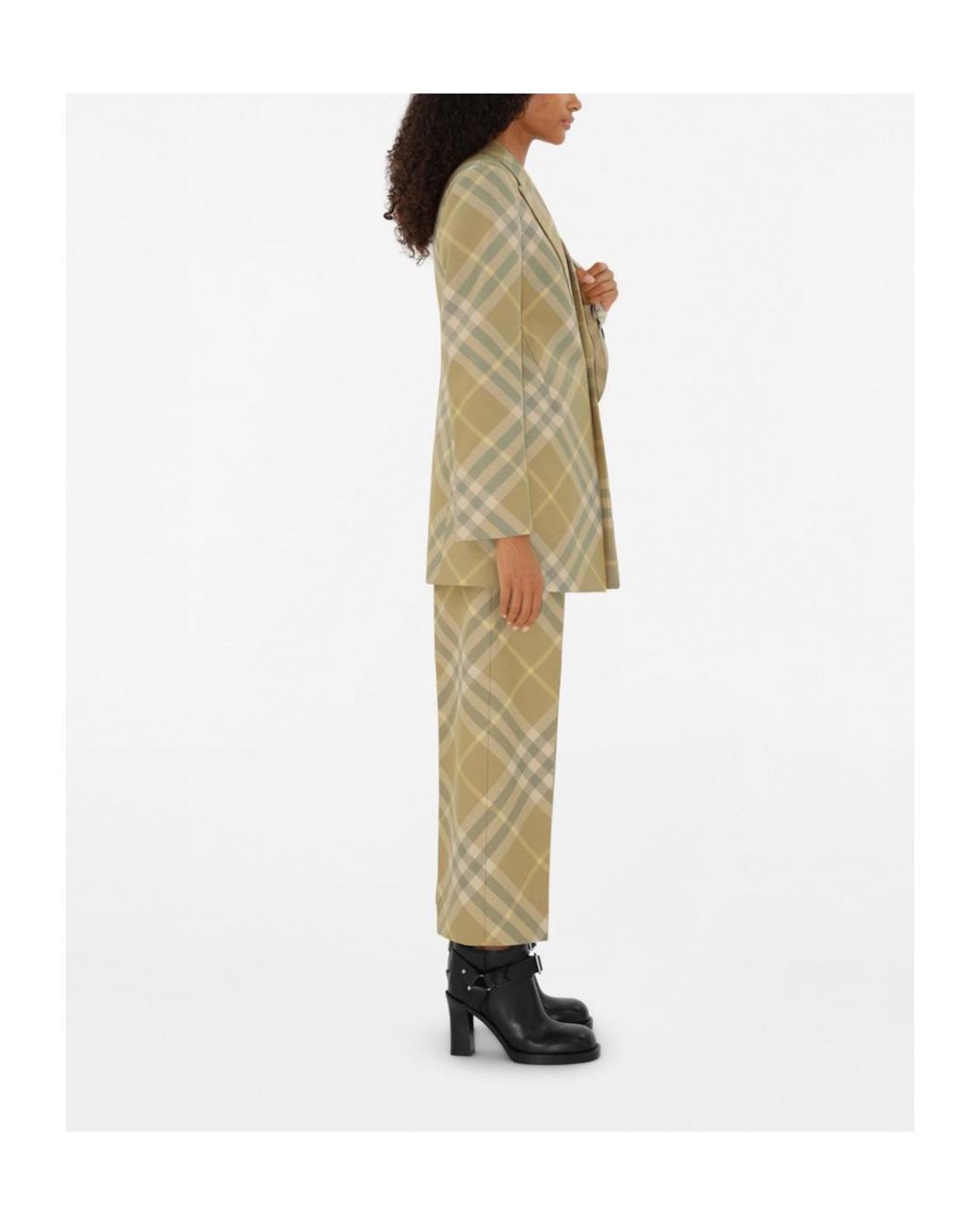 Burberry Natural Checked Wool Trousers