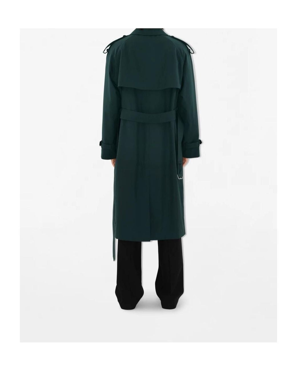 Burberry Green Double Breasted Belted Long Trench Coat for men