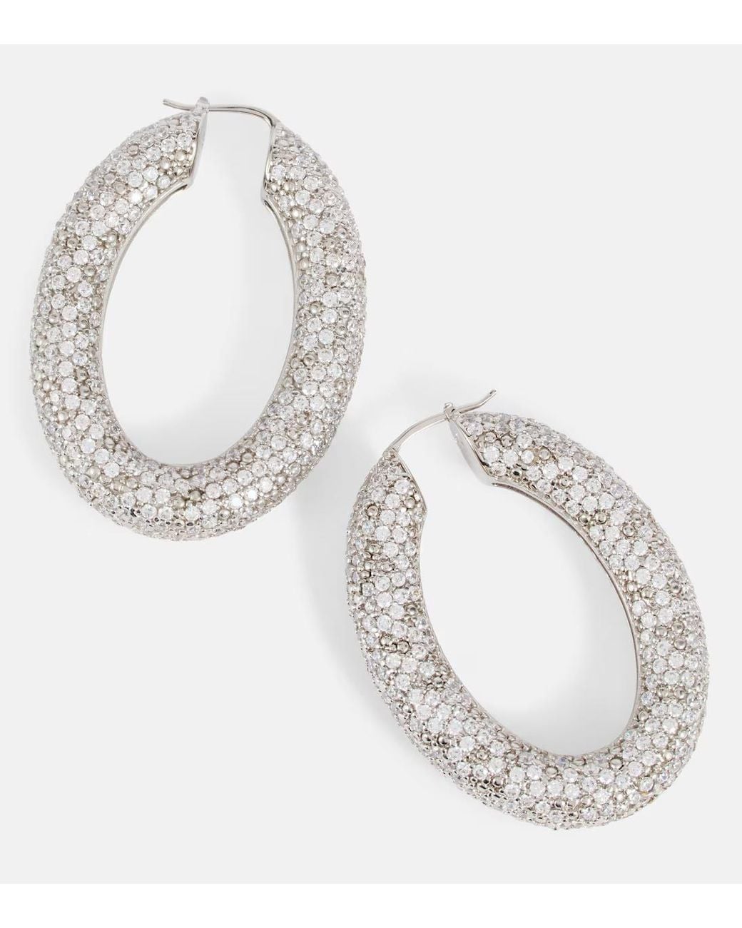 Jil Sander White Crystal-Embellished Hoop Earrings