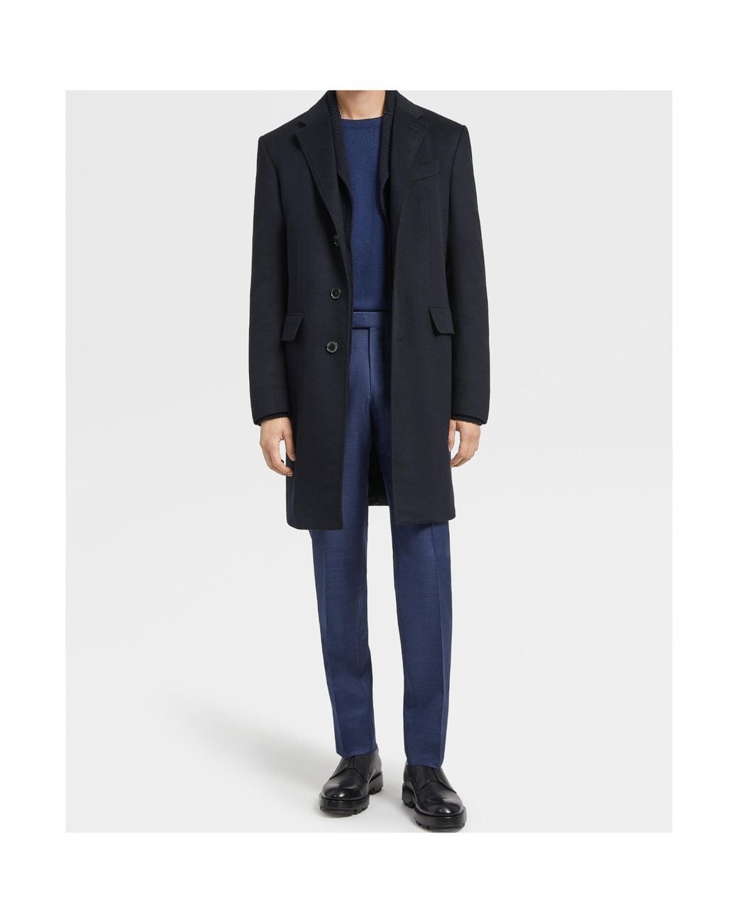 Zegna Blue Oasi Single-Breasted Coat for men