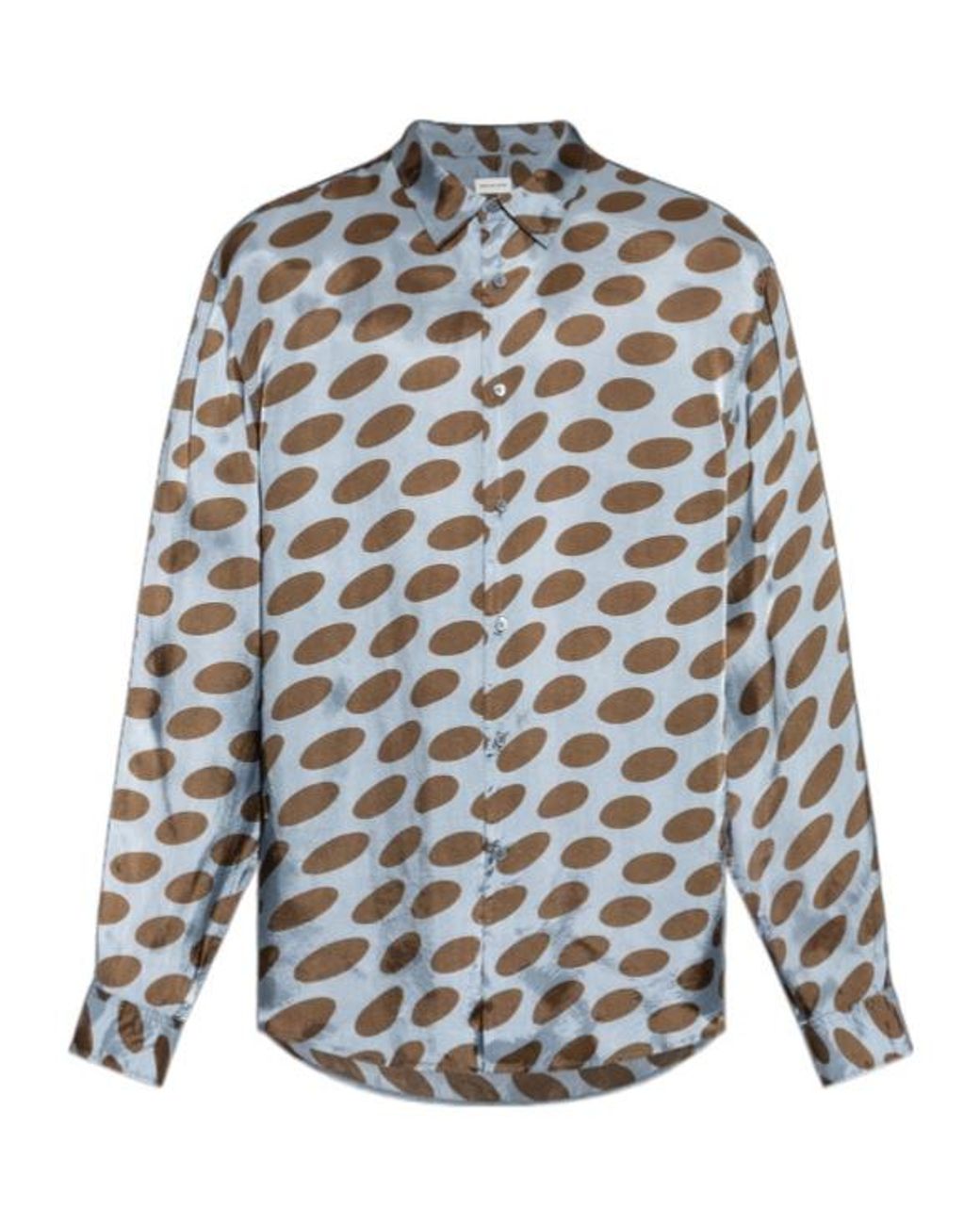 Dries Van Noten Gray Caper Oval-Print Shirt for men