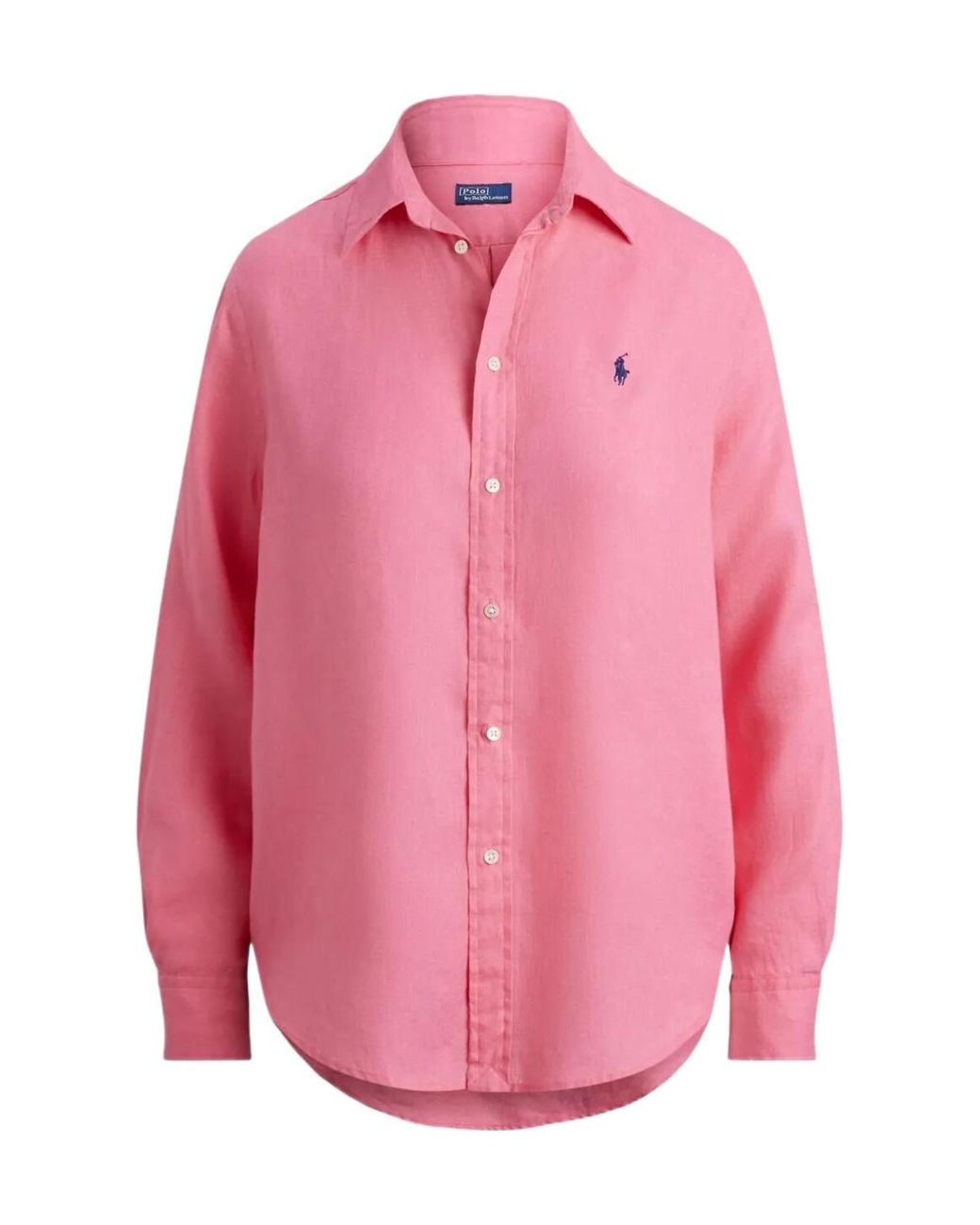 Polo Ralph Lauren Linen Long-Sleeve Shirt in Pink | Lyst
