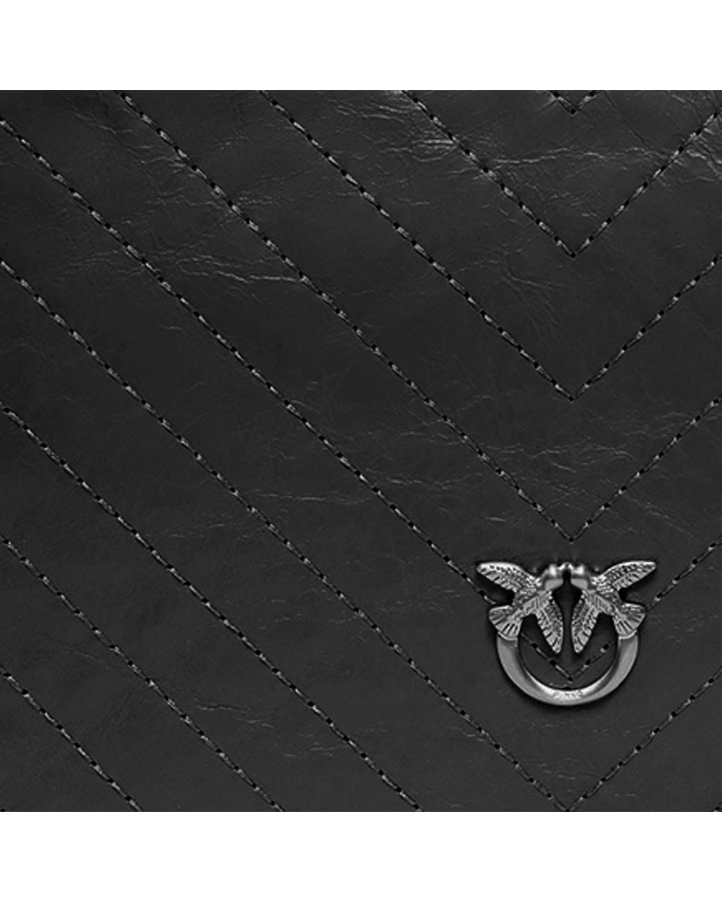 Pinko Black Chevron Leather Shoulder Bag
