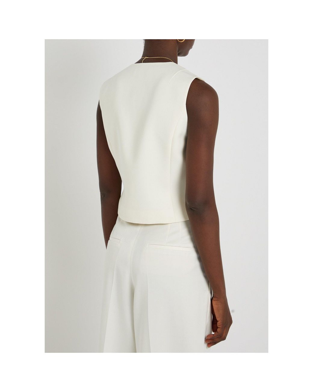 Anine Bing White Wool V-Neck Waistcoat
