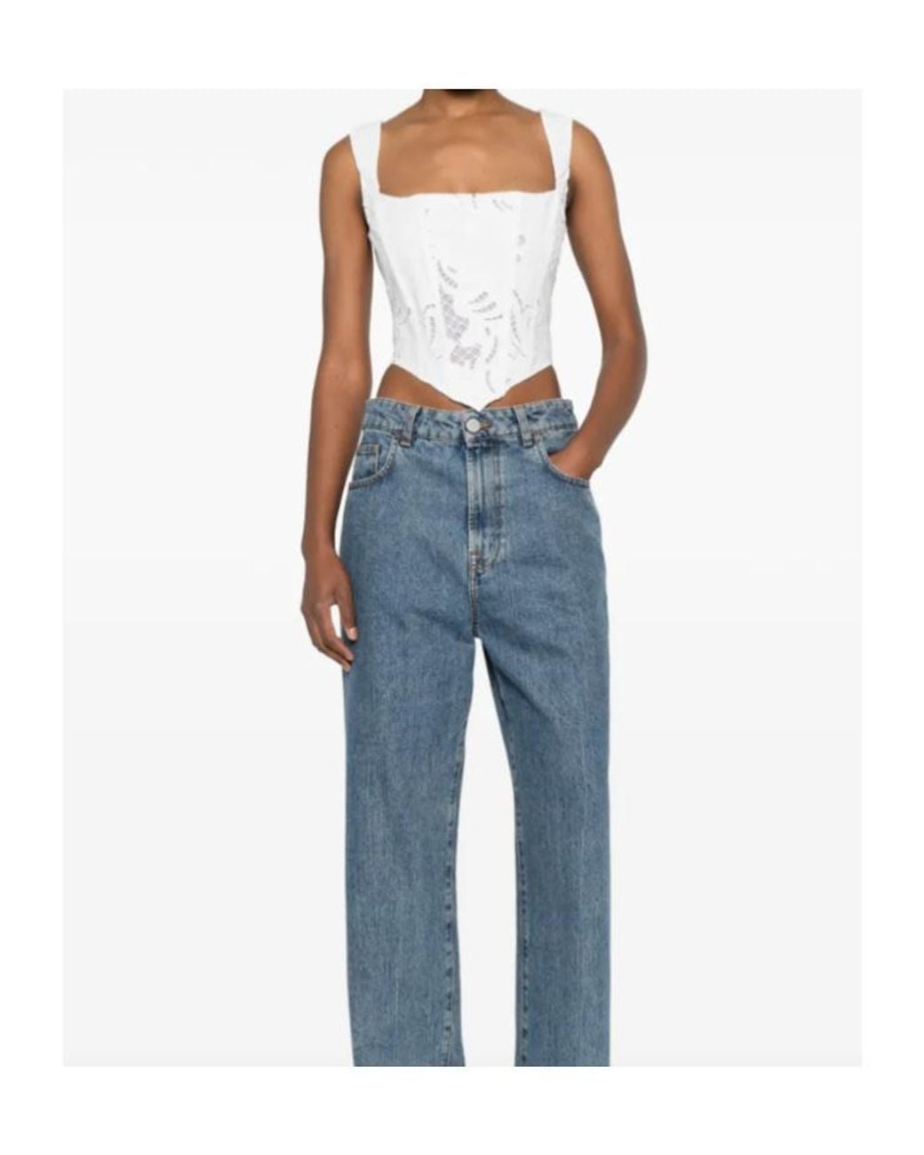 GIUSEPPE DI MORABITO White Cutout Bustier Top