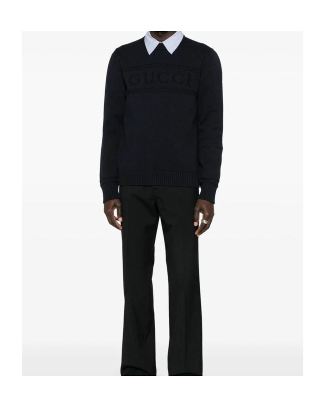 Gucci Black Logo Intarsia Knit Jumper for men