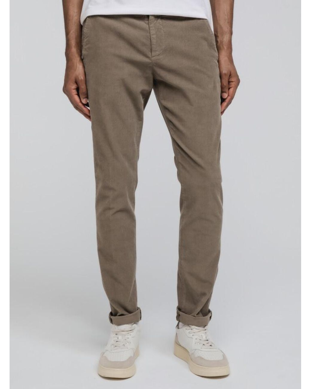 Dondup Gray Belt-Lined Casual Pants for men