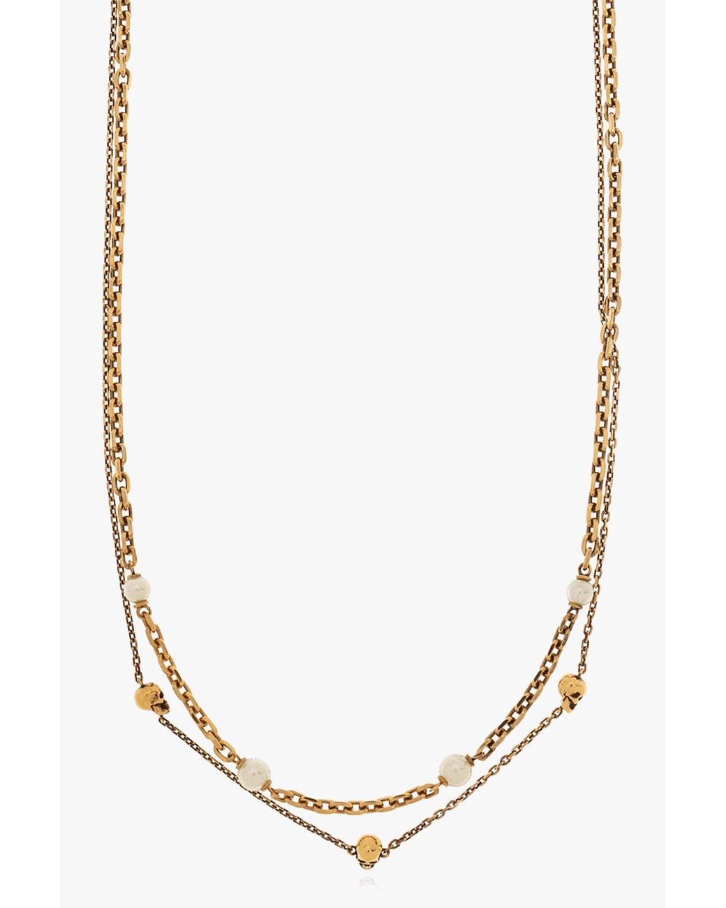 McQueen White Skull Detailed Necklace