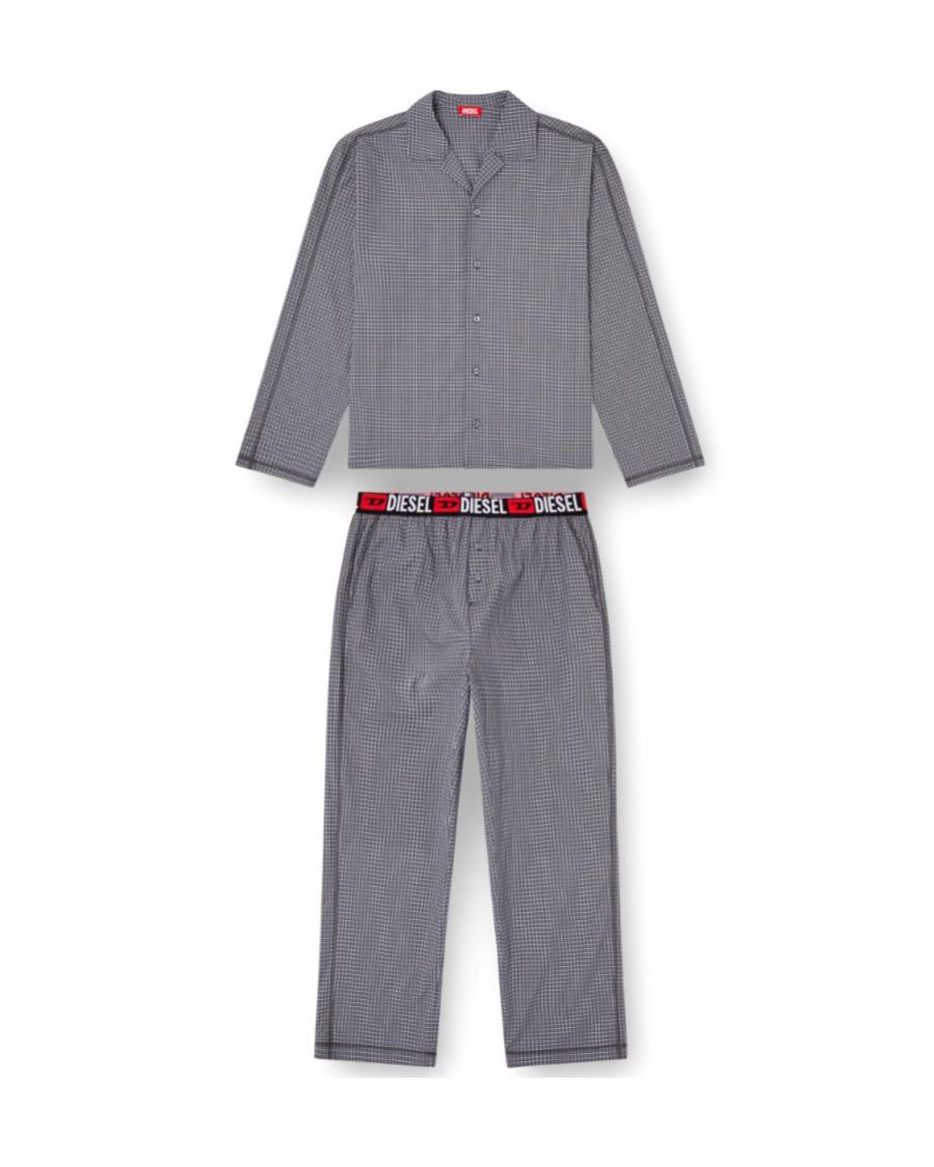 DIESEL Gray Set-Paul-D-Core Checked Pyjama Set for men