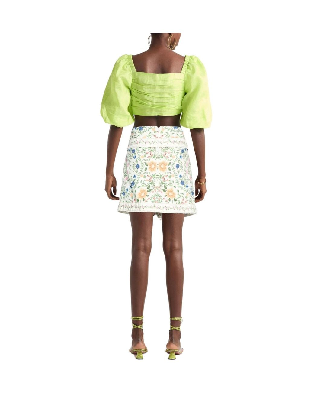 Farm Rio White Printed Midi Skirt