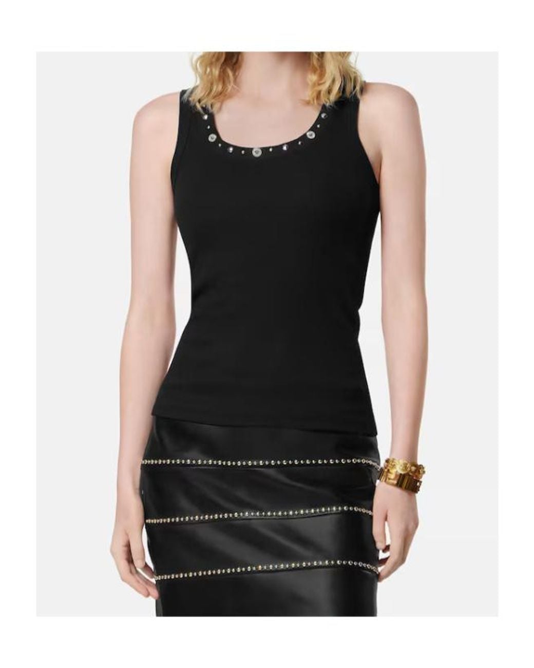 Versace Black Sleeveless Tops