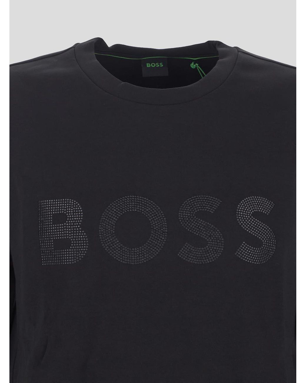 Boss Blue Logo Embellished Crewneck Sweatshirt for men