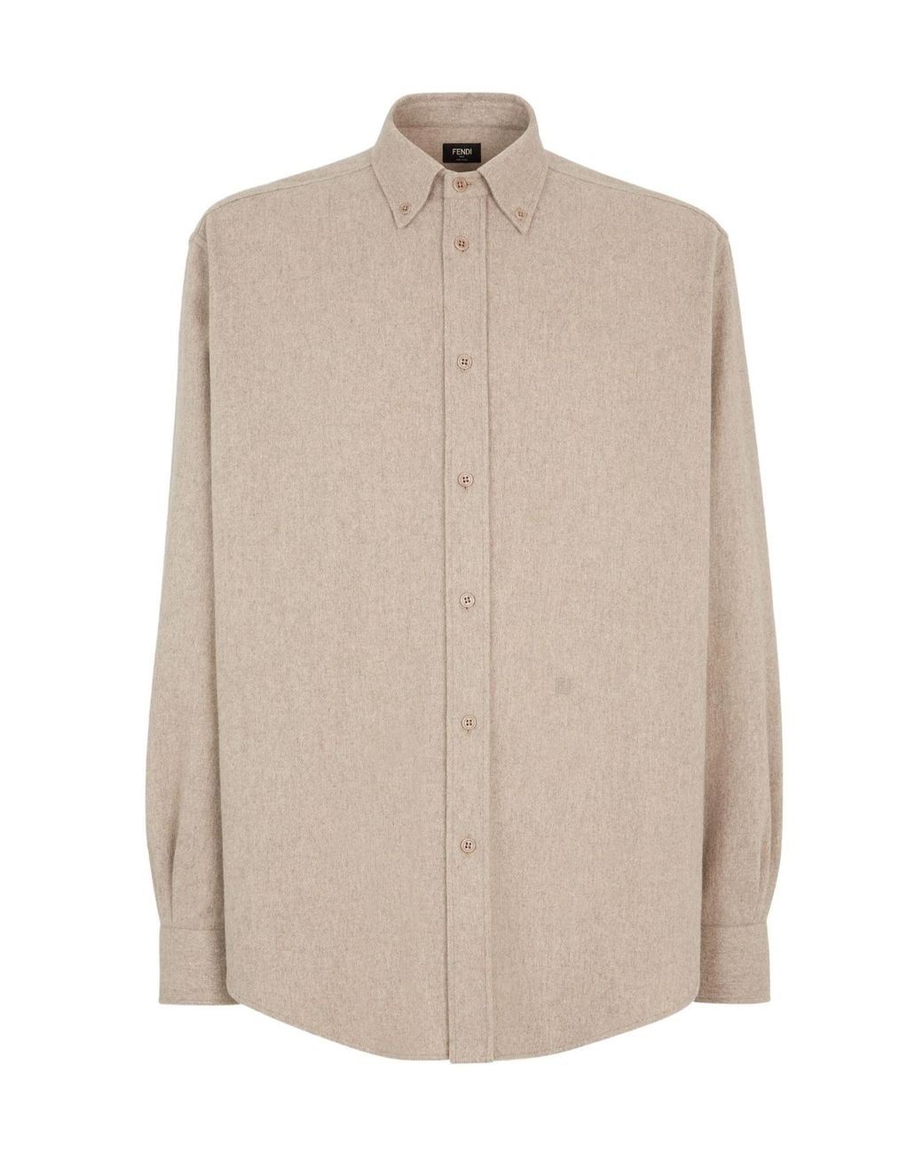 Fendi Natural Long Sleeved Buttoned Shirt for men