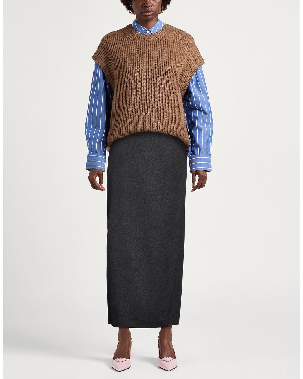 Max Mara Black Wool Midi Skirt