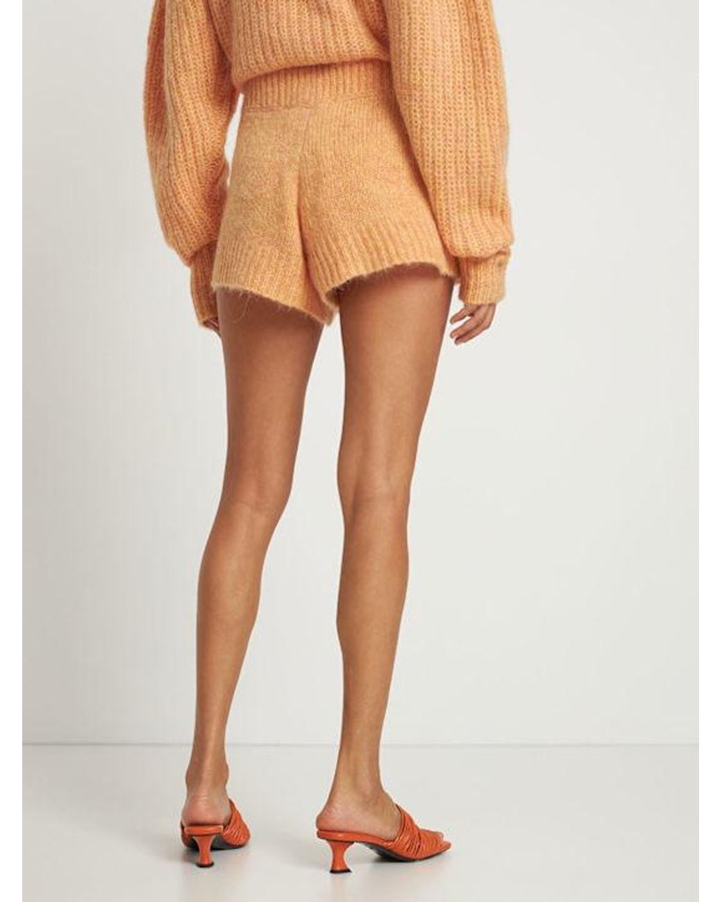 ROTATE BIRGER CHRISTENSEN Orange Susanna Wool Blend Knit Shorts