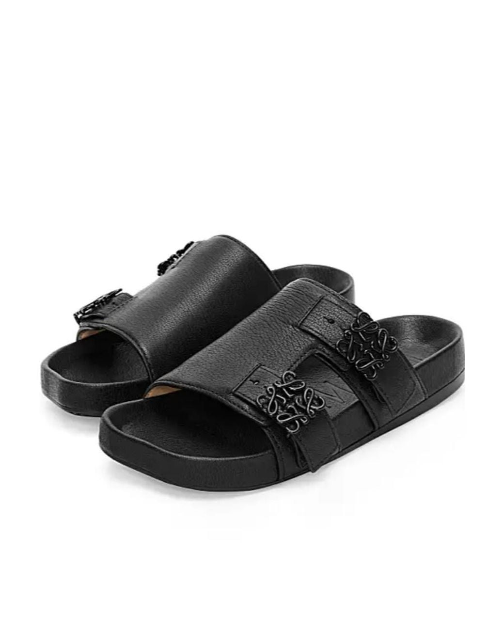 Loewe Black Logo-Plaque Slip-On Sandals