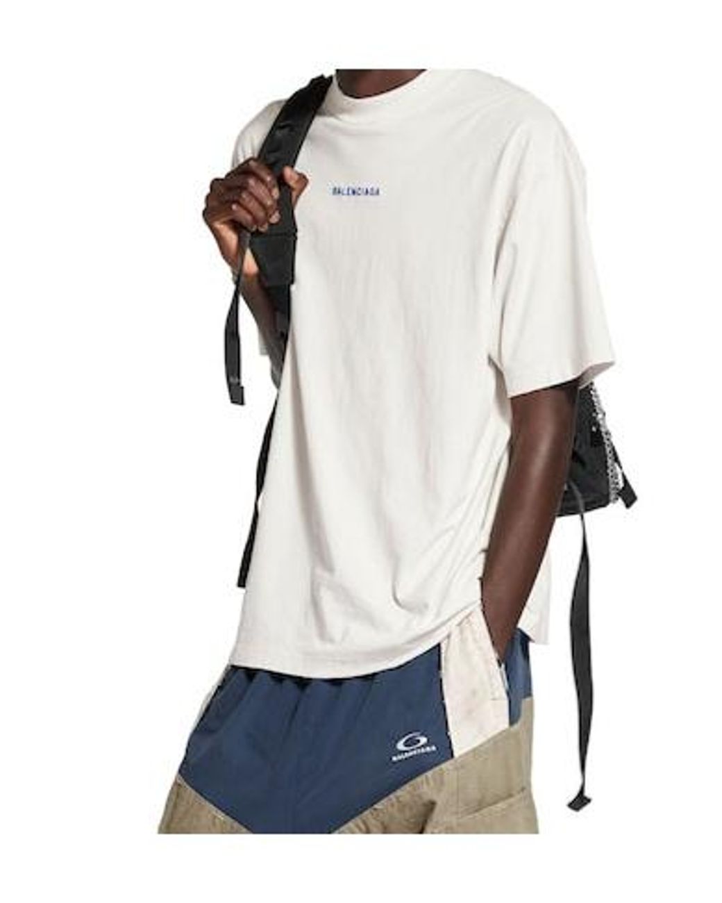 Balenciaga White Logo Embroidered Distressed T-Shirt for men