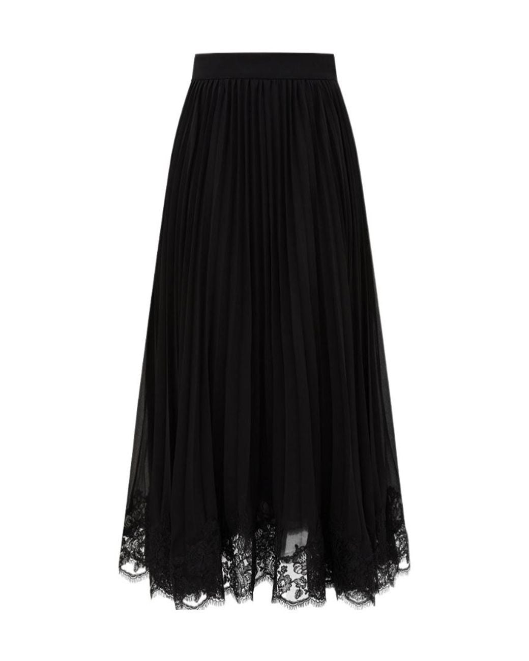 Zimmermann Black Pleated Lace Skirt