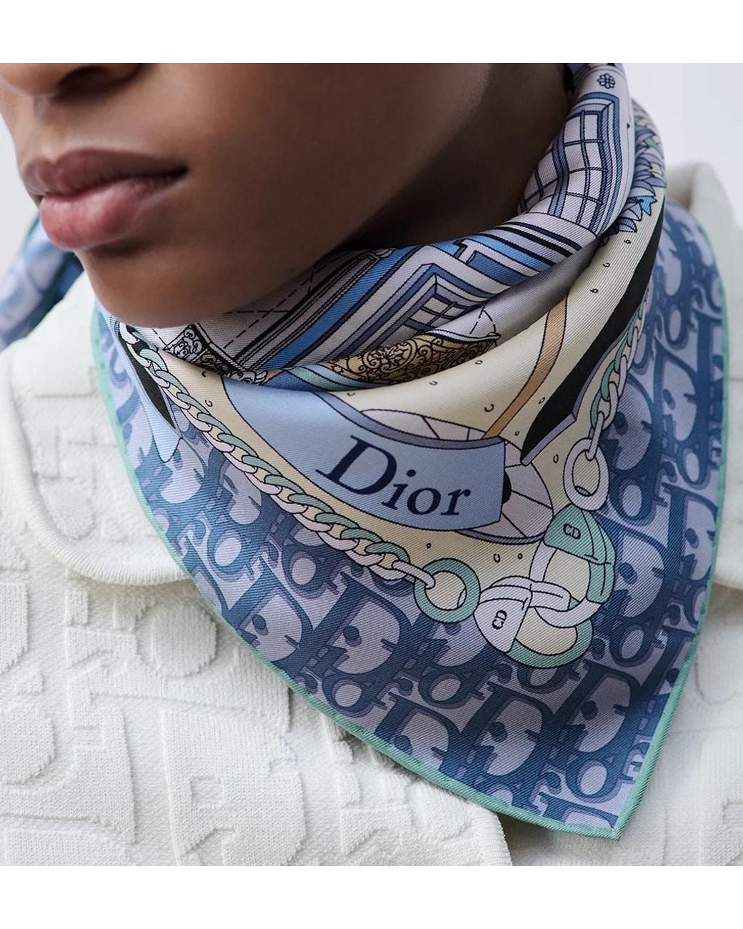Dior Blue Avenue90 Square Scarf