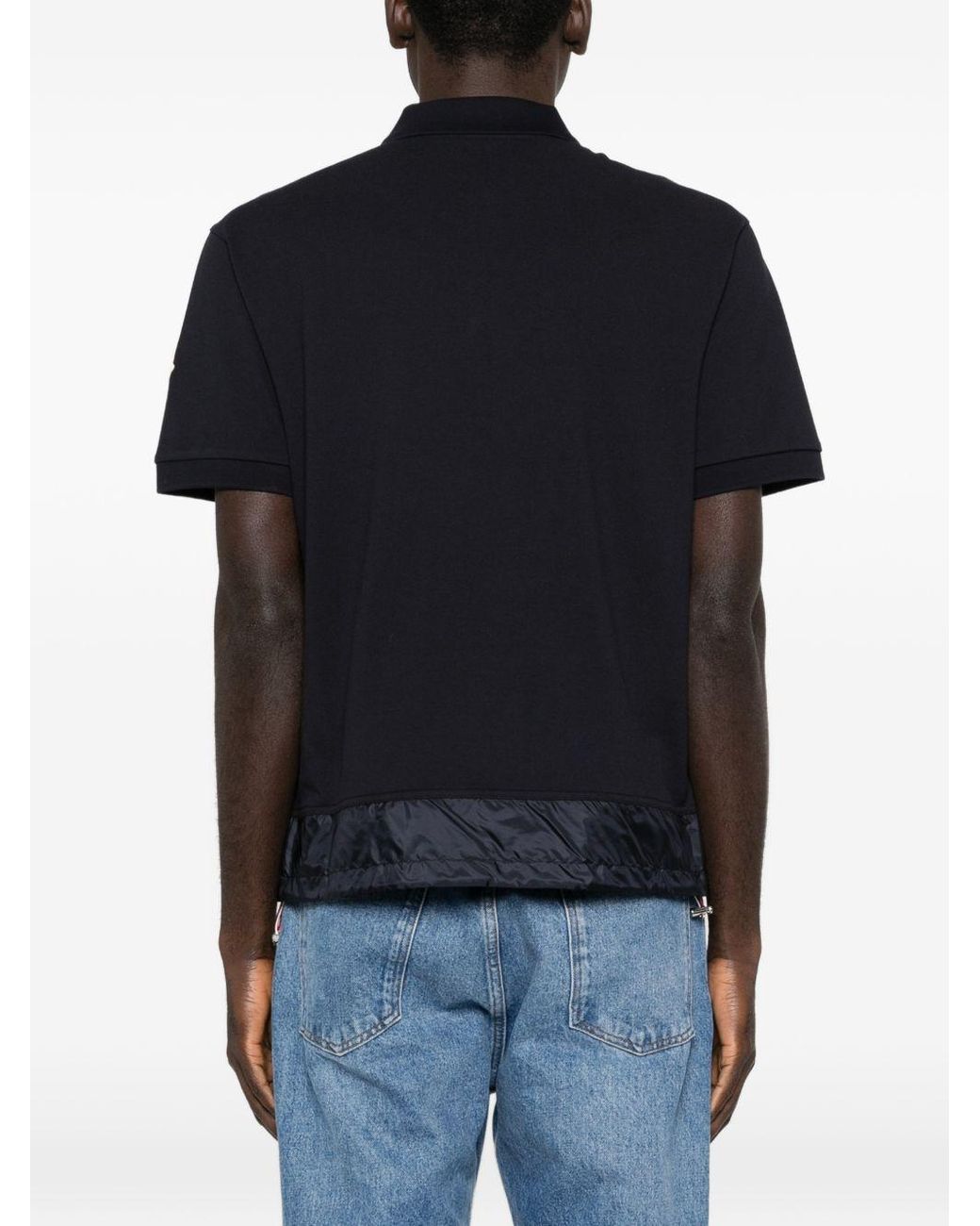 Moncler Black Quater-Zip Short-Sleeve Polo Shirt for men