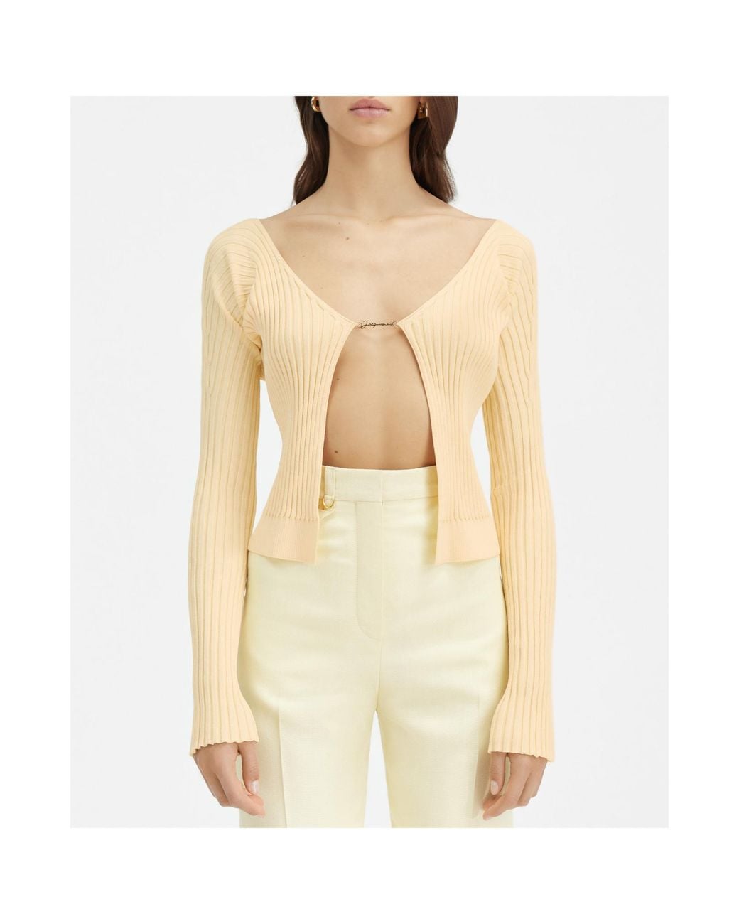Jacquemus Natural Logo Plaque Long-Sleeved Cardigan