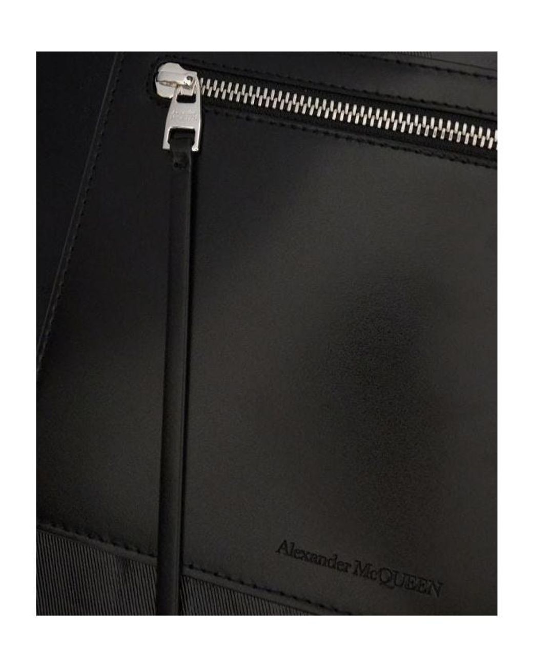 McQueen Black Logo Printed Tote Bag for men