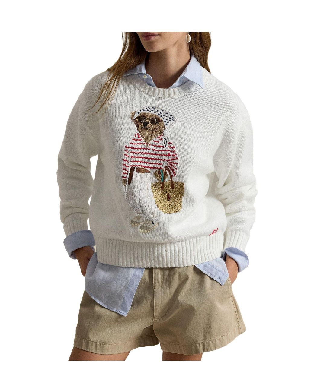 Polo Ralph Lauren White Crew Neck Jumper
