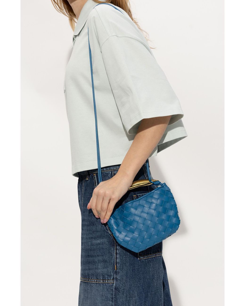 Bottega Veneta Blue Sardine Mini Top Handle Bag