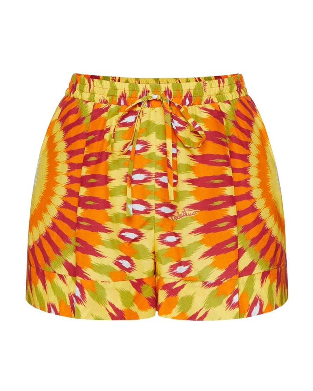 Valentino Orange Round Rain Printed Shorts