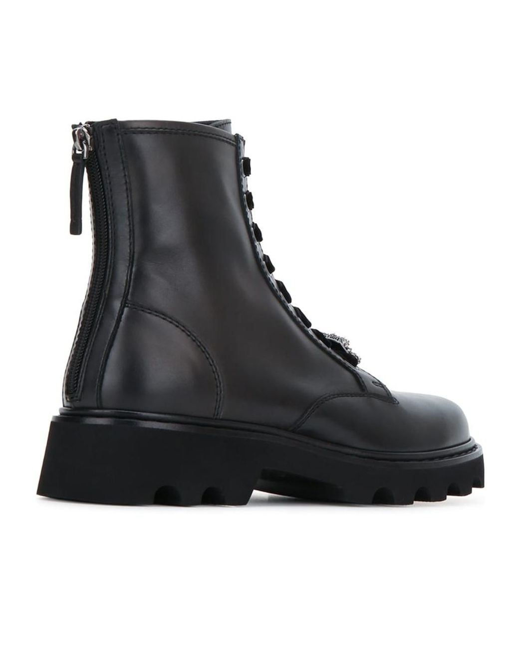 Roger Vivier Black Rear Zipped Chunky Boots