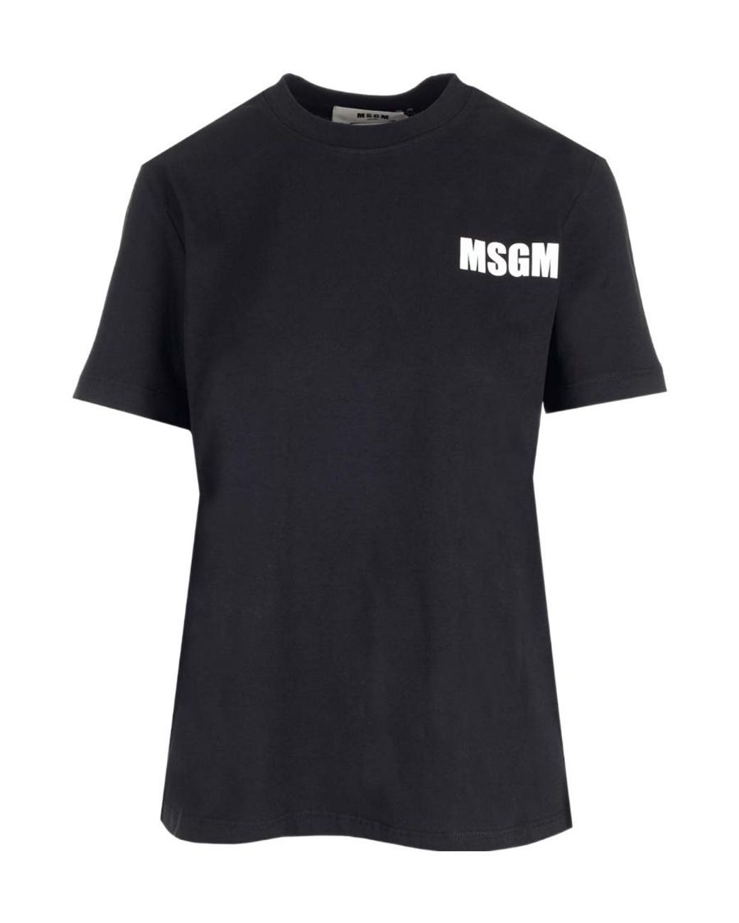 MSGM Black Logo Printed Crewneck T-Shirt