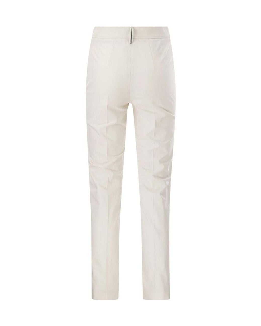 Brunello Cucinelli White High-Waist Side Slit Trousers
