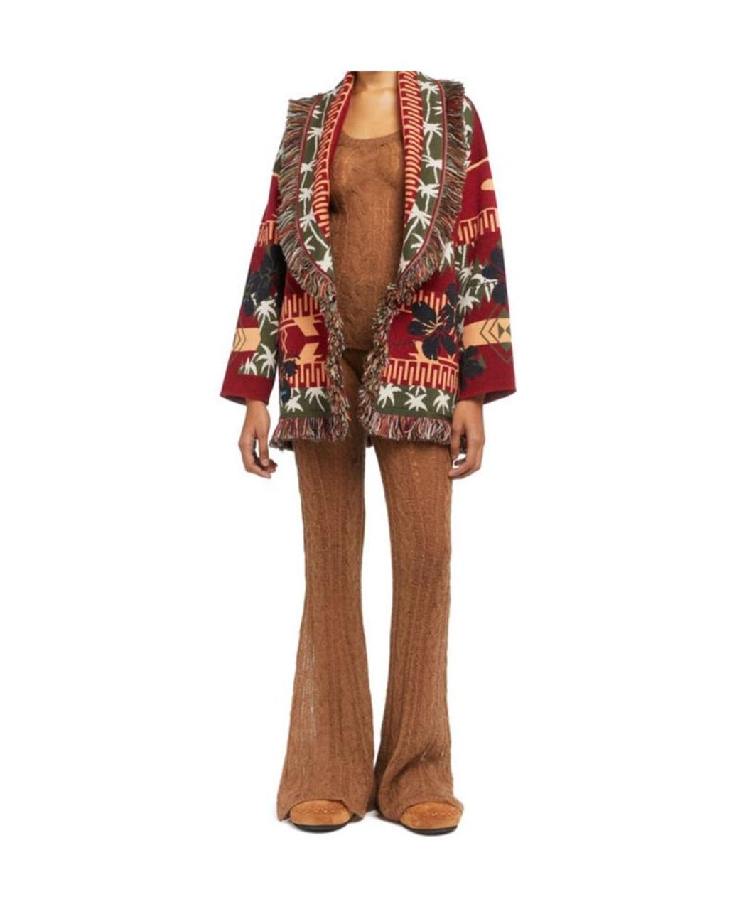 Alanui Red Hibiscus Bloom Cardigan