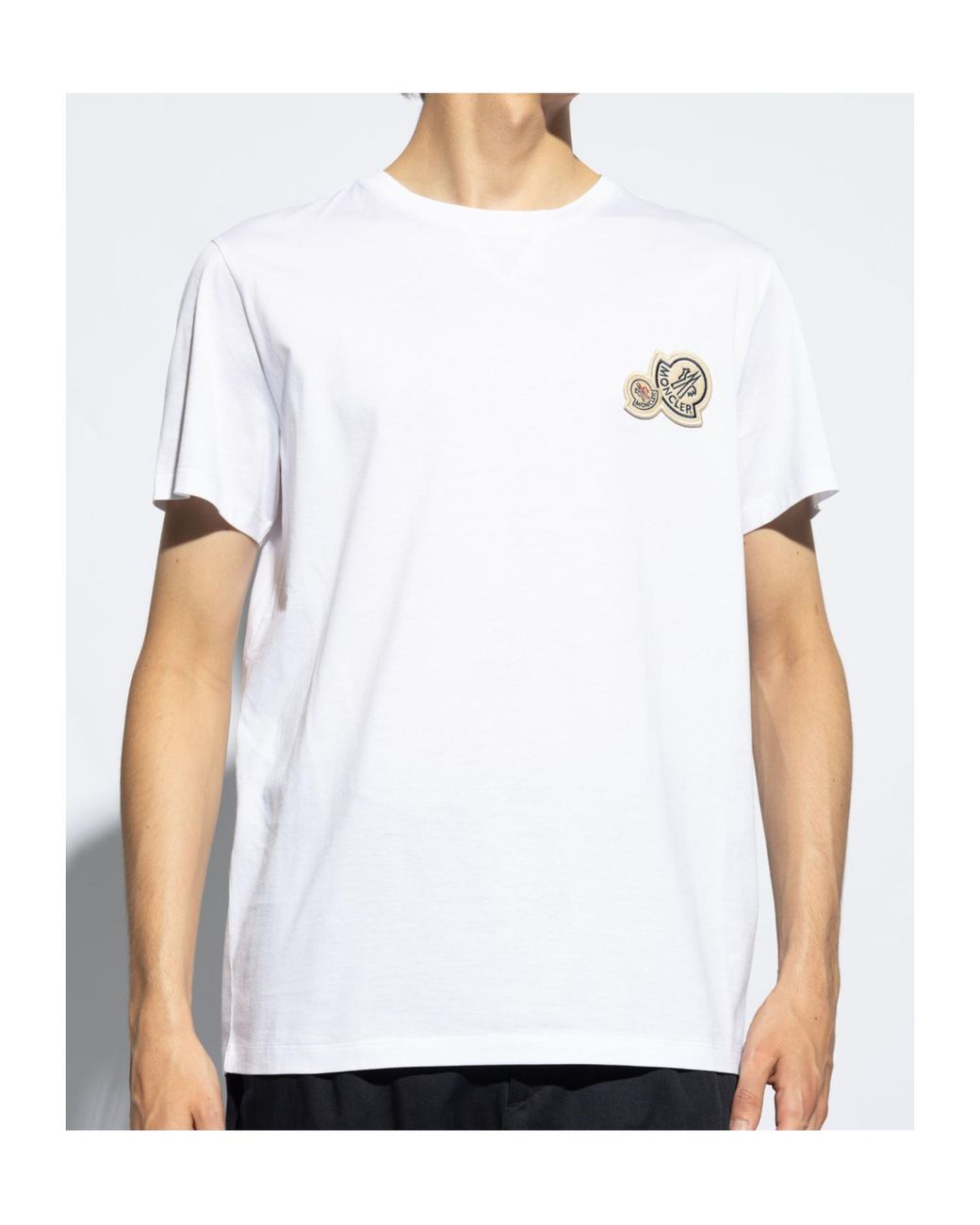 Moncler White Logo Patch Crewneck T-Shirt for men