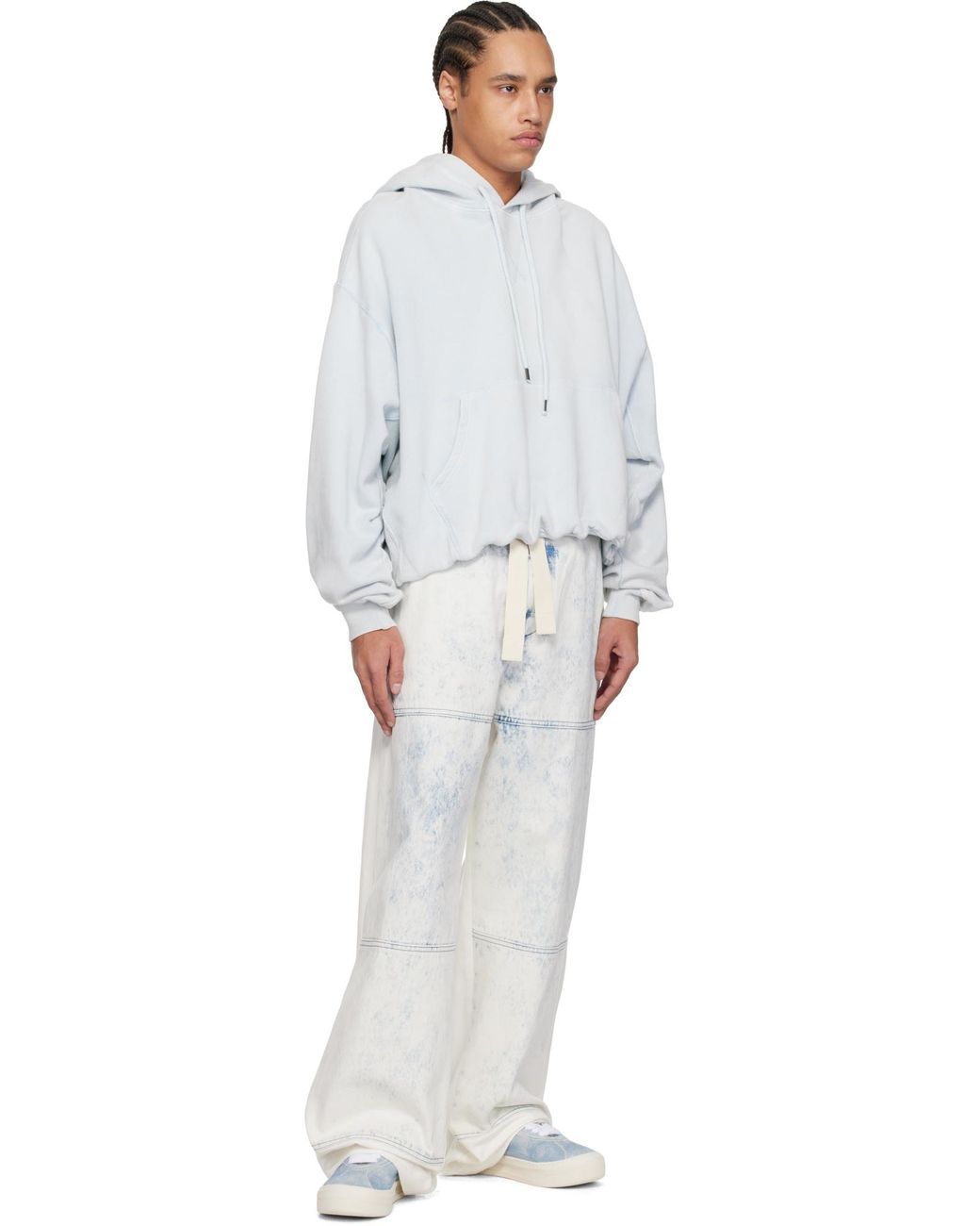 Lanvin Blue Logo-Detail Denim-Panel Sneakers for men