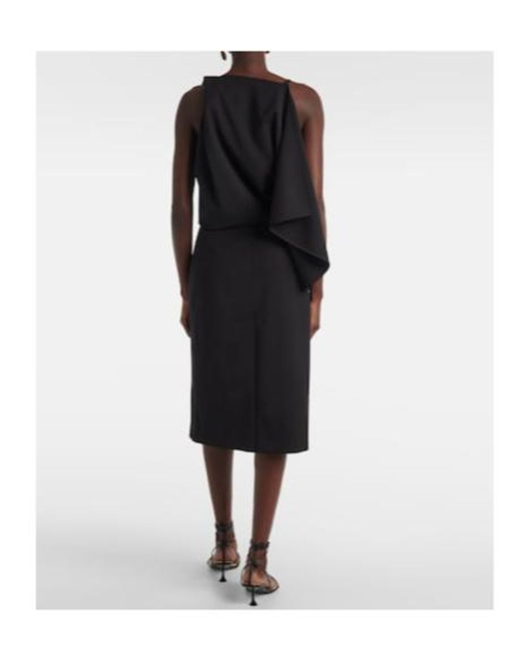 Proenza Schouler Black Elena Draped Wool-Blend Midi Dress