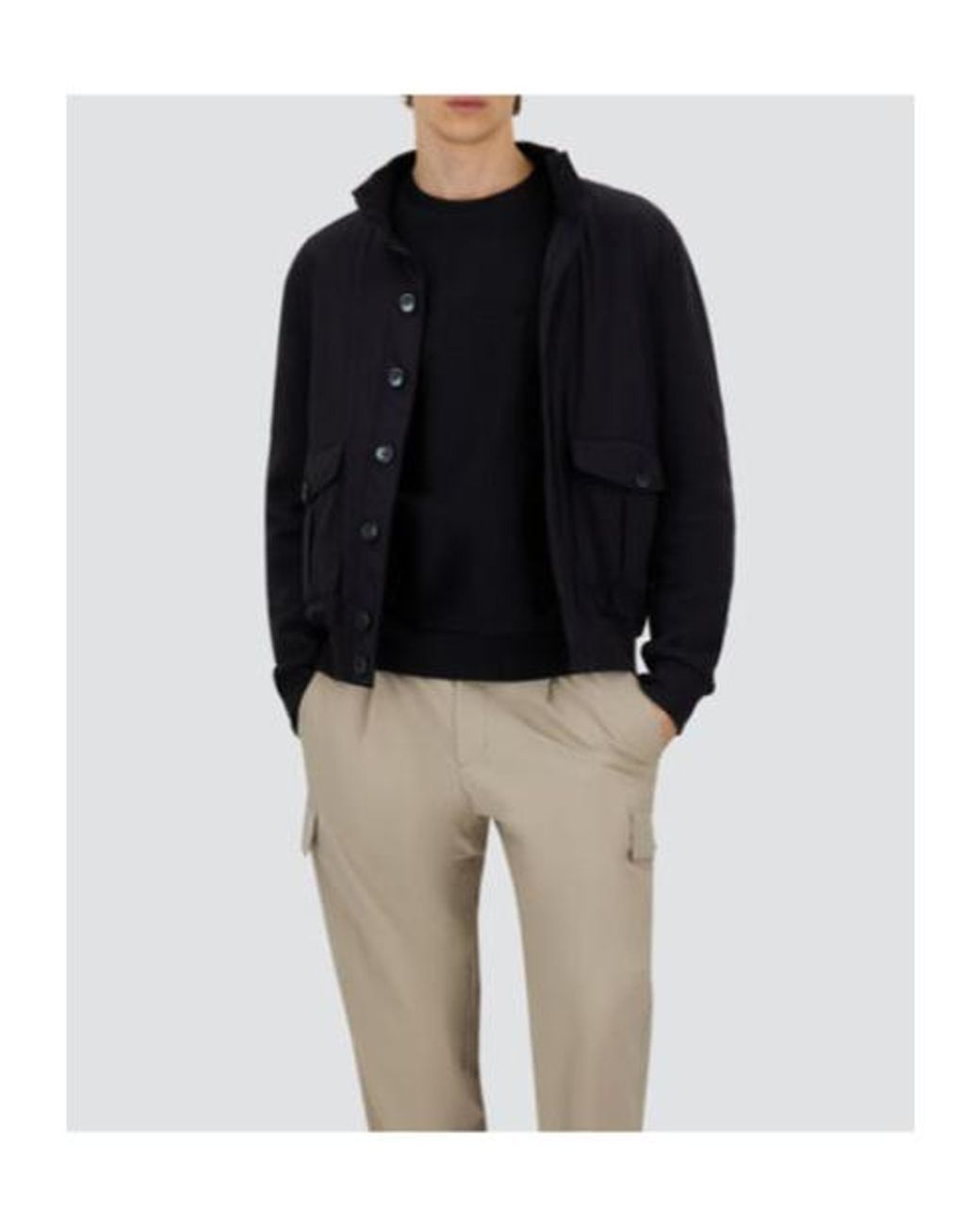 Herno Blue Turtleneck Button-Up Jacket for men