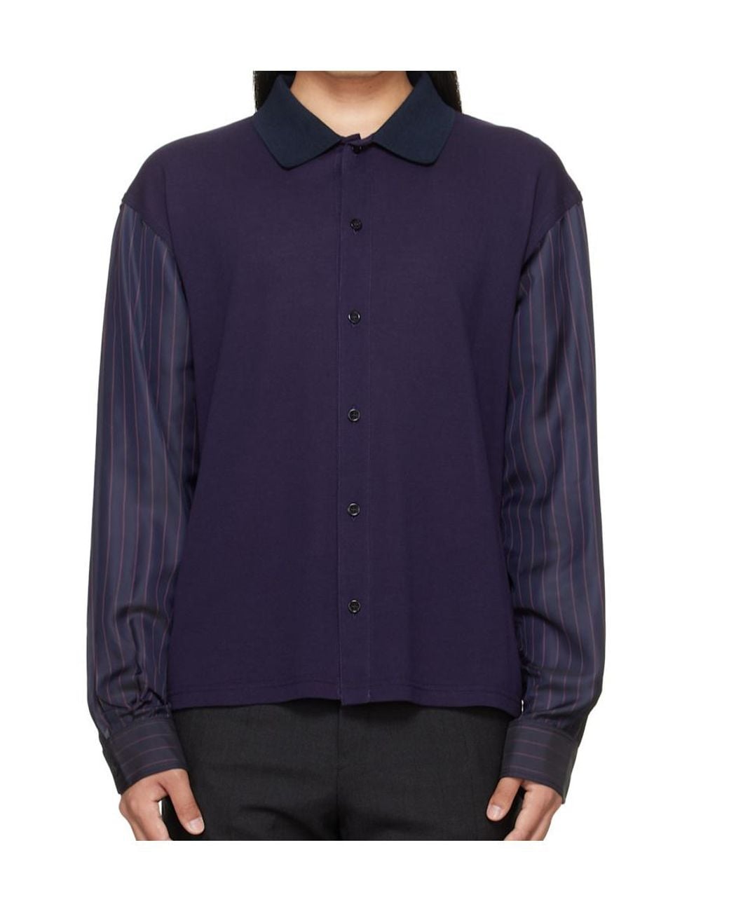 Maison Margiela Blue Long-Sleeved Buttoned Shirt for men