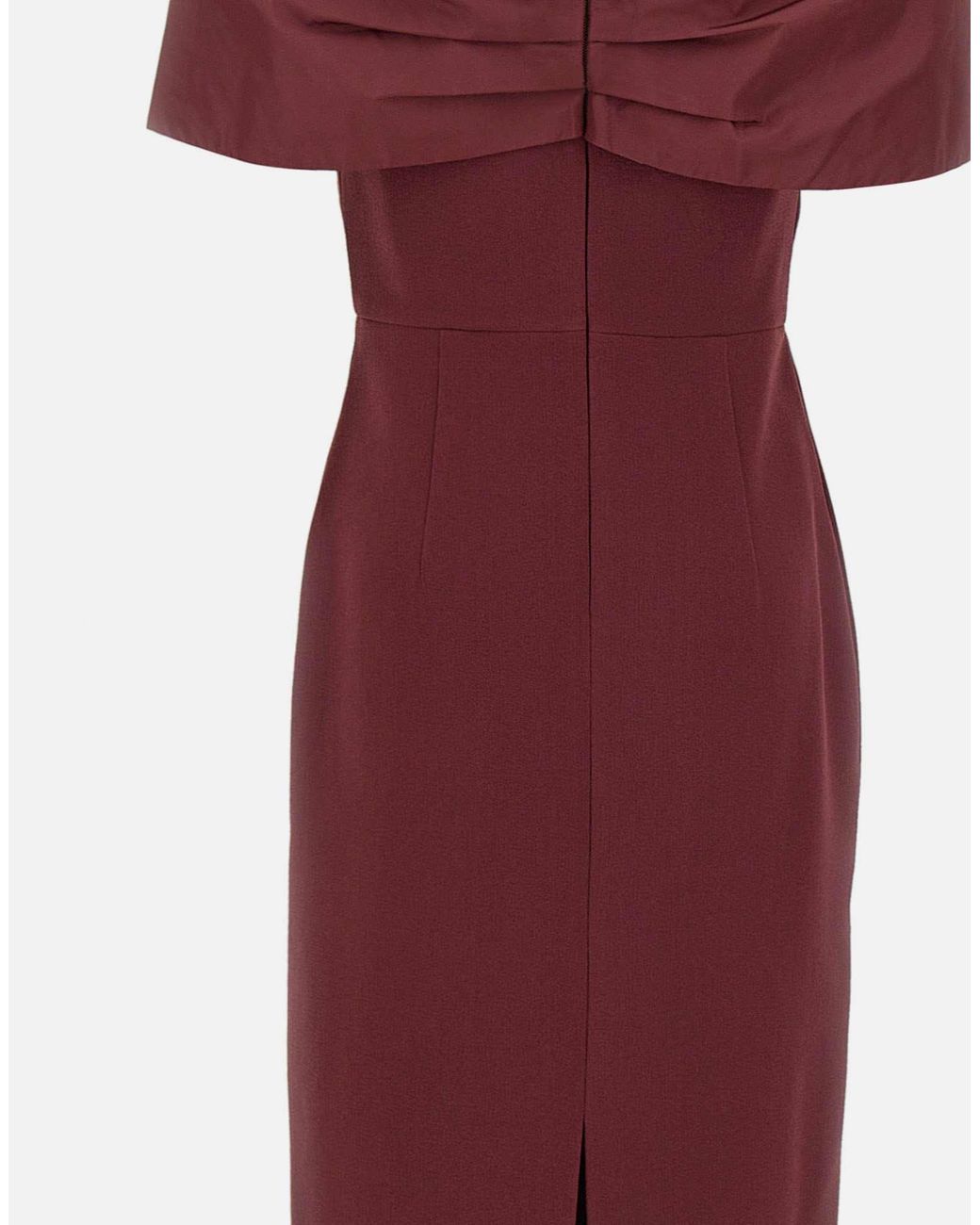 Rebecca Vallance Red Cava Long Off-Shoulder Dress