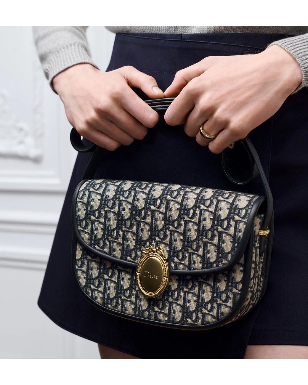 Dior White Medium Médaillon Flap Bag