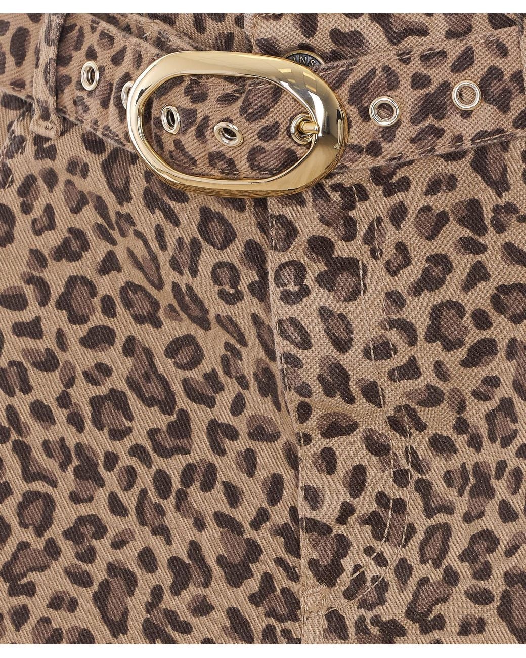 Twinset Brown Animal-Print Belted Shorts