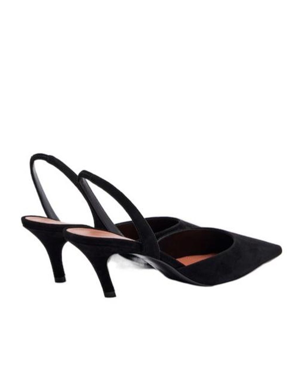 AMINA MUADDI Black Solid-Color Suede Slingback Pumps