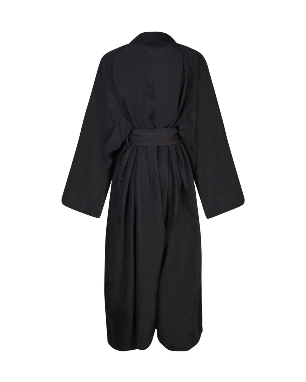 Quira Black Oversized Belted Coat With Pockets
